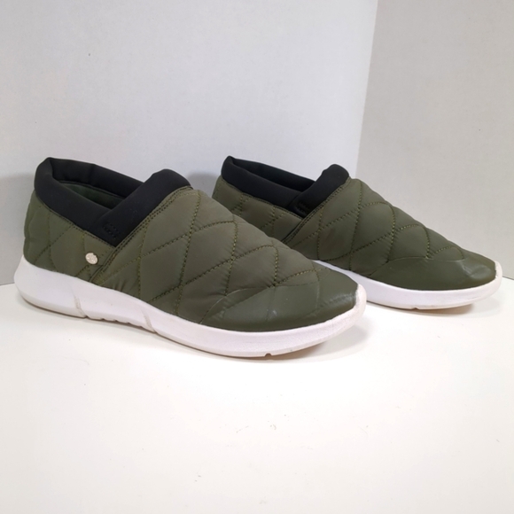 London Fog Kellie Women's Olive Green /Black Quilted Slip-On Shoes S-9M - Picture 1 of 9